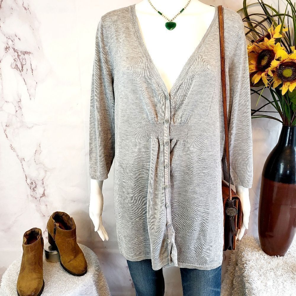 Knit Studio grey peplum cardigan